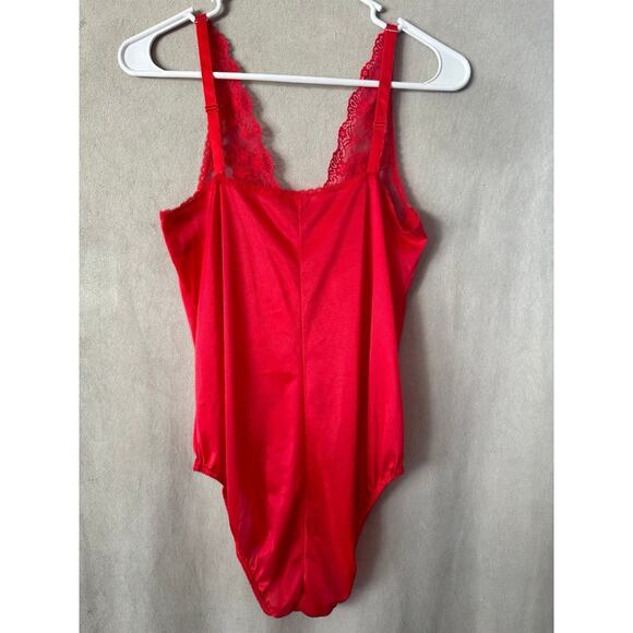 Vintage Red Lace Satin Bodysuit Lingerie Size small Teddy Lingerie 90s - Picture 4 of 5